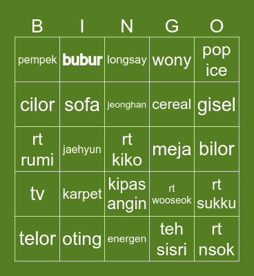 yuxiao's best bingo Card