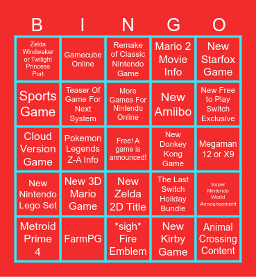 Nintendo Direct June 2024! Bingo Card