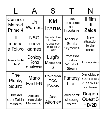 Nintendo Direct 18/06/2024 Bingo Card