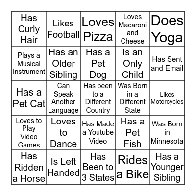 Ice Breaker Bingo Card