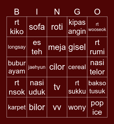 yuxiao's best bingo Card