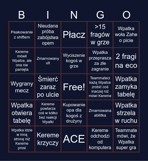 Wpatka x KEREMEcoach Bingo Card