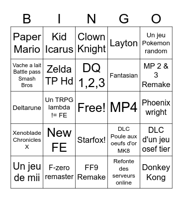 Bingo Nintendo Direct Bingo Card