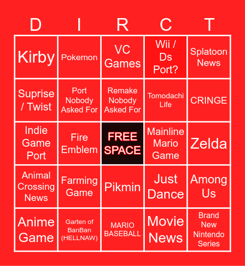 Nintendo Direct Bingo June 2024 Bingo Card