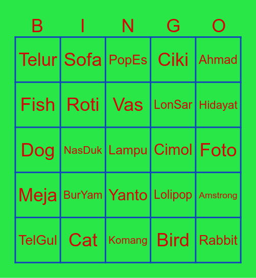 Punya Jeongwoo Bingo Card