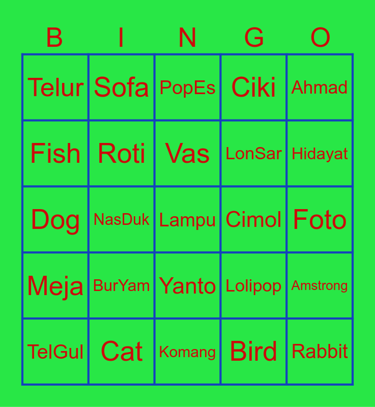 Punya Jeongwoo Bingo Card