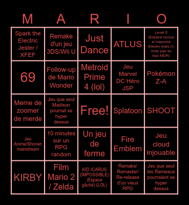 Nintendo Direct 18/06/2024 Bingo Card