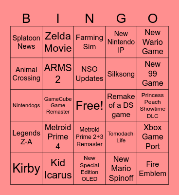 Nintendo Direct 18/06/24 Bingo Card