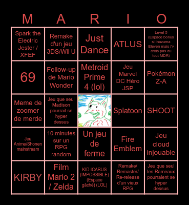 Nintendo Direct 18/06/2024 Bingo Card