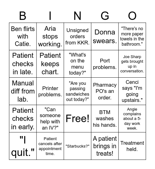 Morale Booster Bingo Card