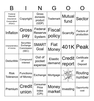 Business and Personal Finance Bingo Card