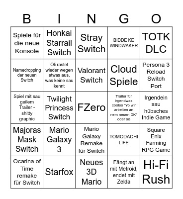 18.06.2024 Nintendo Direct Bingo Card