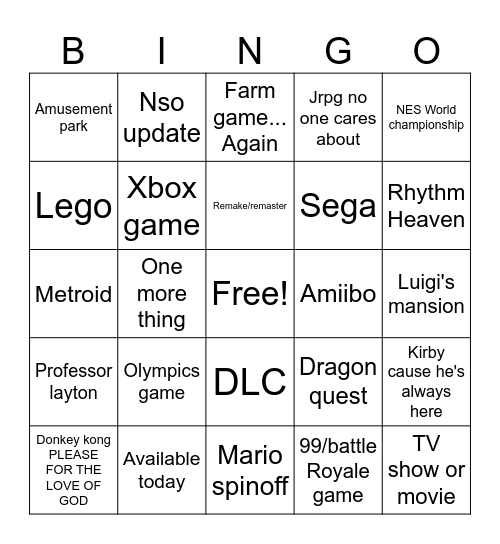 DIRECT Bingo Card