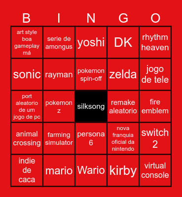 Nintendo Direct Bingo Card