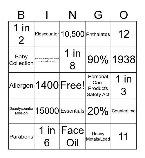 Beautycounter BINGO Card