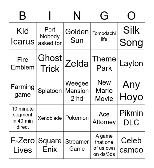 Direct Bingo Card