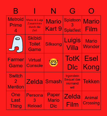 Nintendo Direkt Bingo Card