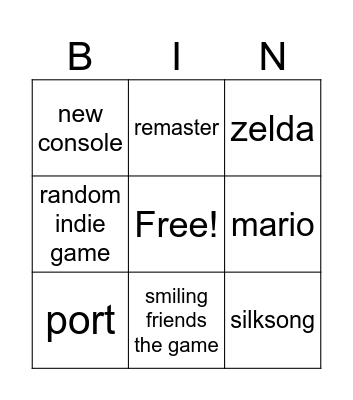 nintendo direct bingo Card