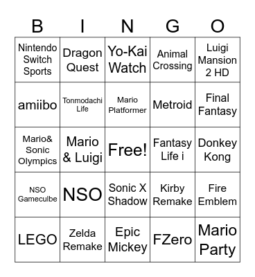 Nintendo Direct June 18, 2024 Bingo Card