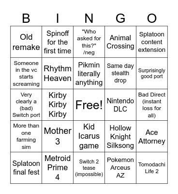 6/18/24 Direct Bingo Card