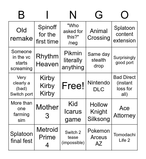 6/18/24 Direct Bingo Card