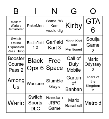 Nintendo Direct 2024 Direct Bingo Card