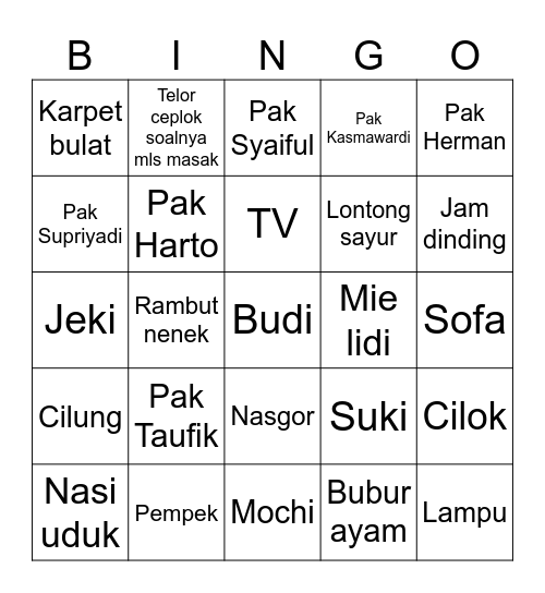 Sunwoo's Bingo Card