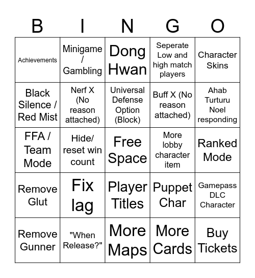 Theatre of Light QnA BINGO Card