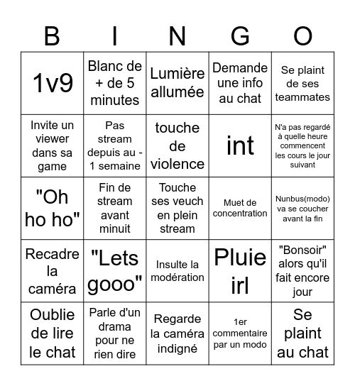 Karapix_ Stream Bingo Card