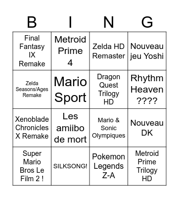 Nintendo Direct Juin 2024 Bingo Card