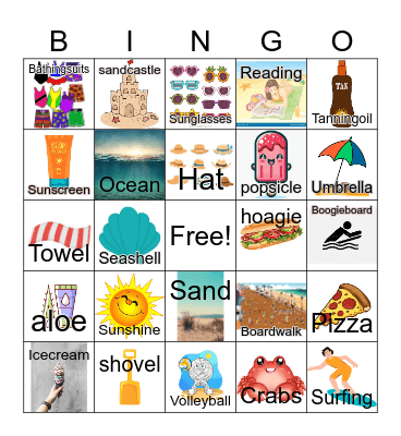 Beach Day Bingo Card