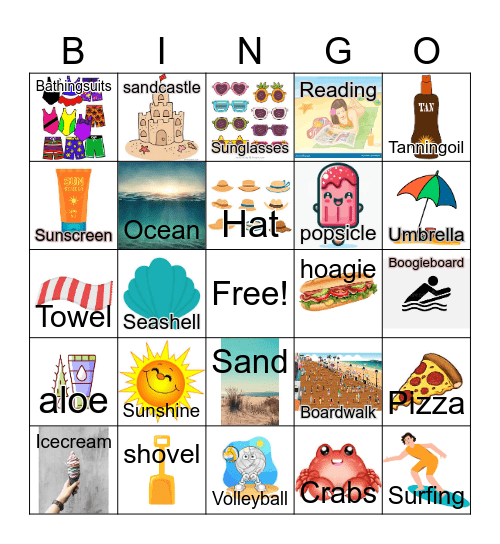 Beach Day Bingo Card