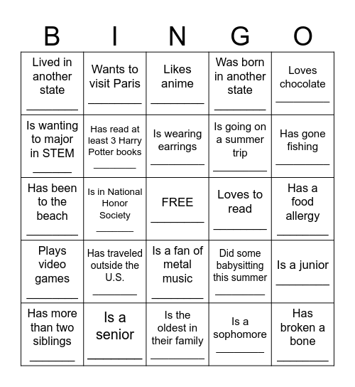 Icebreaker Bingo - Find Someone Who .... Bingo Card