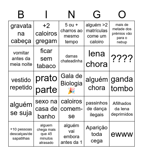✨ Gala de Biologia ✨ Bingo Card
