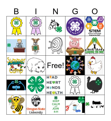 4-H COUNTY FAIR BINGO Card