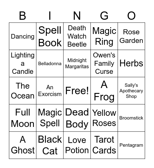 Practical Magic Bingo Card