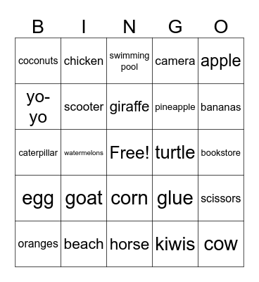 KIDS 3 Bingo Card