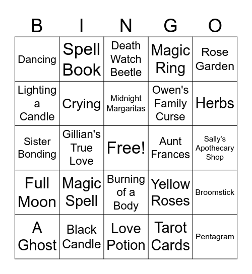 Practical Magic Bingo Card