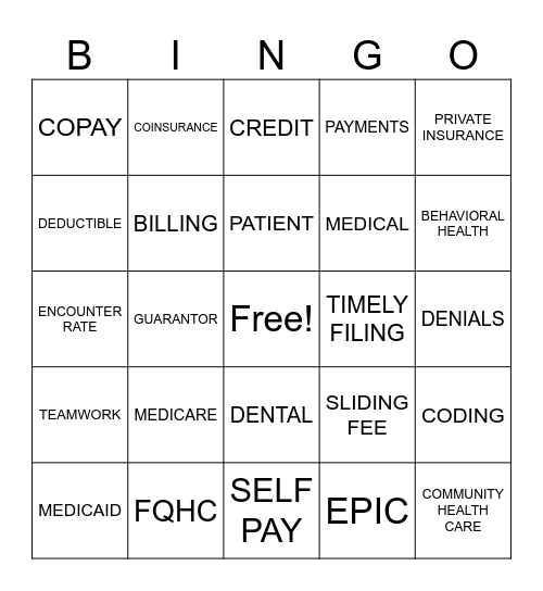 INSURANCE Bingo Card