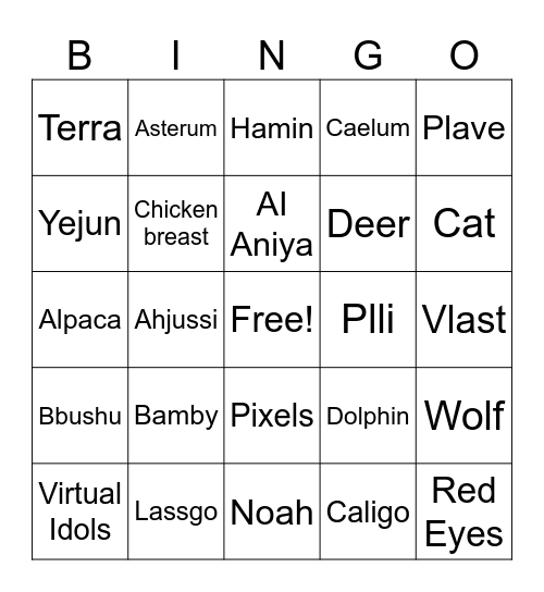 Plave Bingo Card