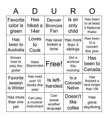 Find a coworker who... Bingo Card
