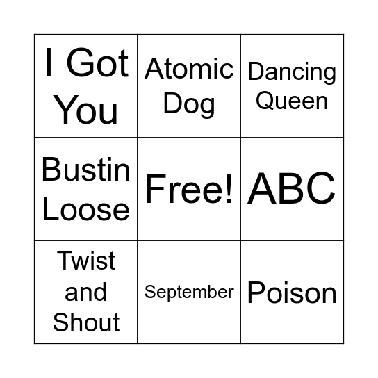 Music Bingo Card