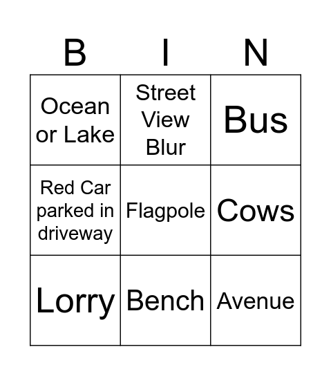 Mapcrunch Bingo Card