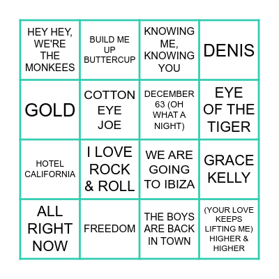 POP IDOLS Bingo Card