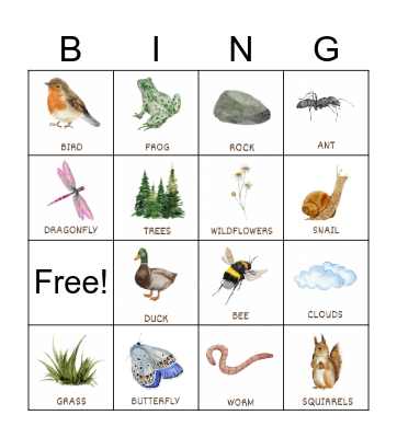 Nature Bingo Card