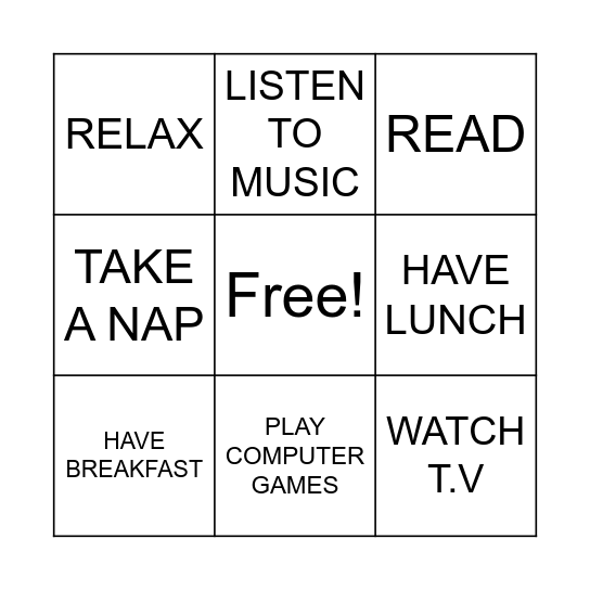 B I N G O Bingo Card