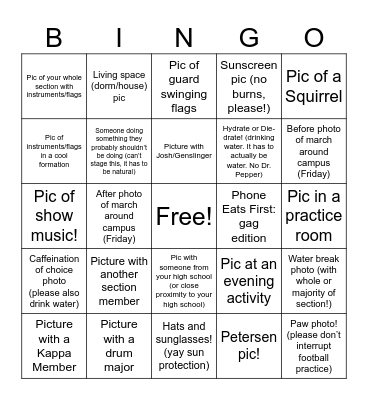 Band Camp Bingo! Bingo Card