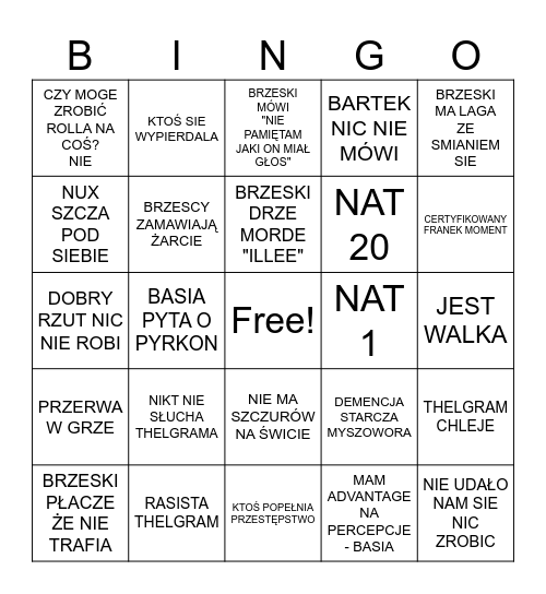 DND BINGO Card