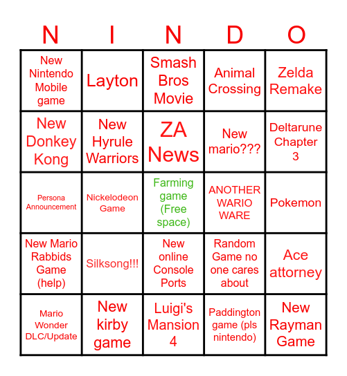 June 18th Direct BINGO Card