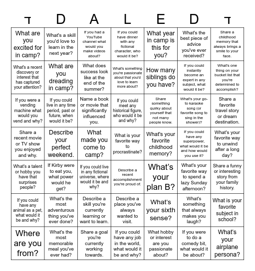 Daled Bingo Bohnanza Bingo Card